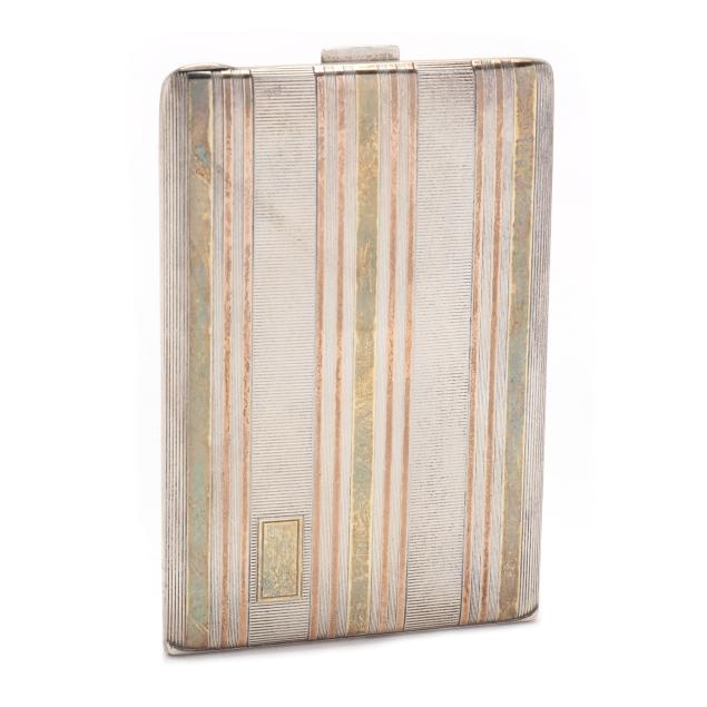 a-cartier-sterling-silver-and-14k-gold-wash-cigarette-case