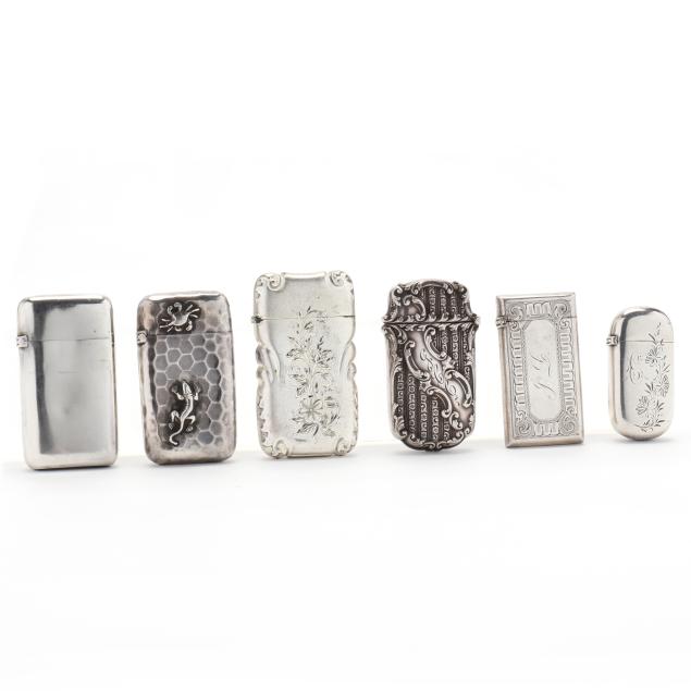 six-american-sterling-silver-match-safes