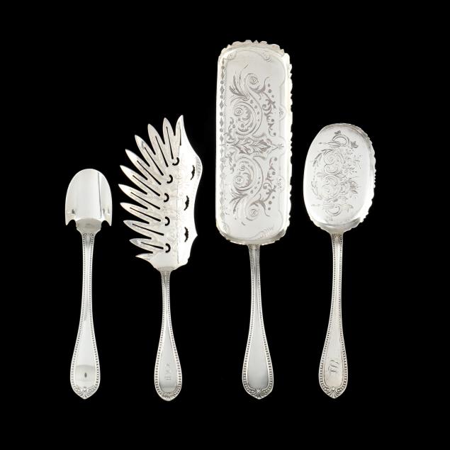 a-grouping-of-four-antique-american-sterling-silver-servers