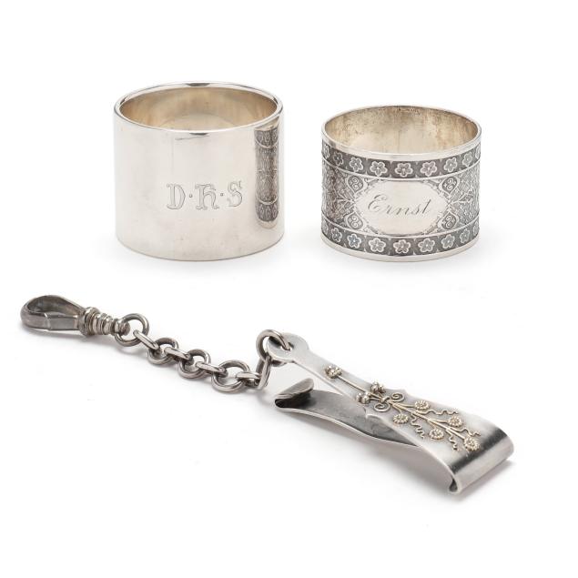 two-tiffany-co-sterling-silver-napkin-rings-and-a-chatelaine-clip