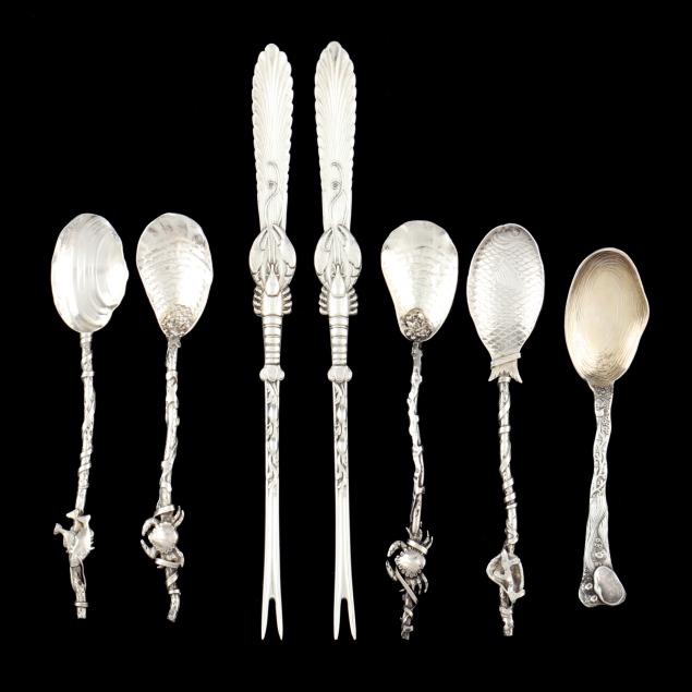 a-group-of-antique-american-sterling-silver-nautical-theme-silver-flatware