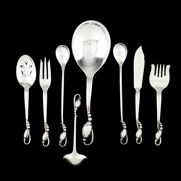 assortment-of-georg-jensen-i-blossom-i-sterling-silver-flatware