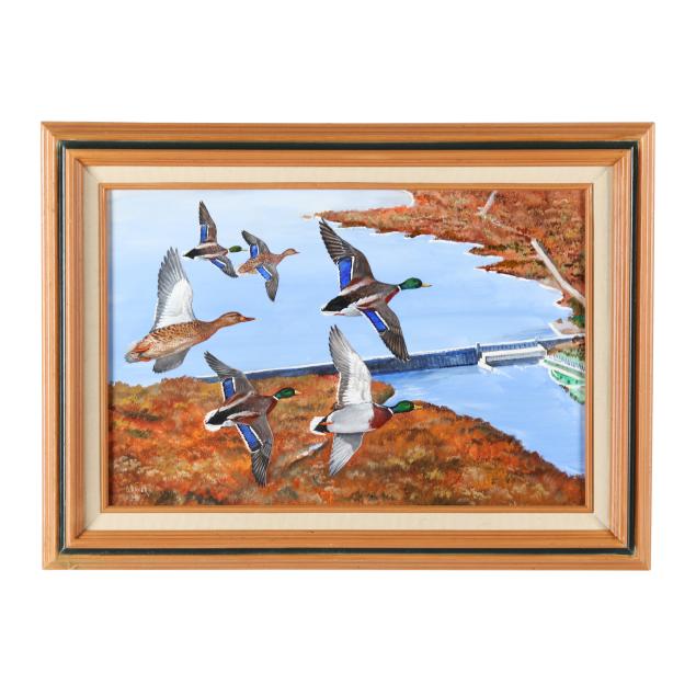 duane-raver-jr-nc-1927-2022-mallards-over-kerr-lake