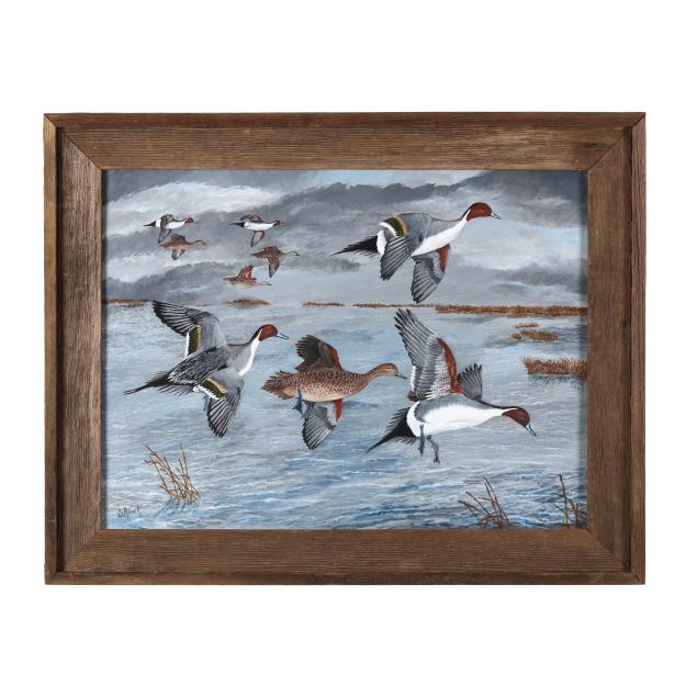 duane-raver-jr-nc-1927-2022-pintails-flying-over-a-marsh