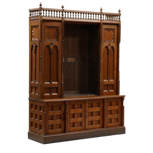 gothic-revival-carved-pine-cabinet