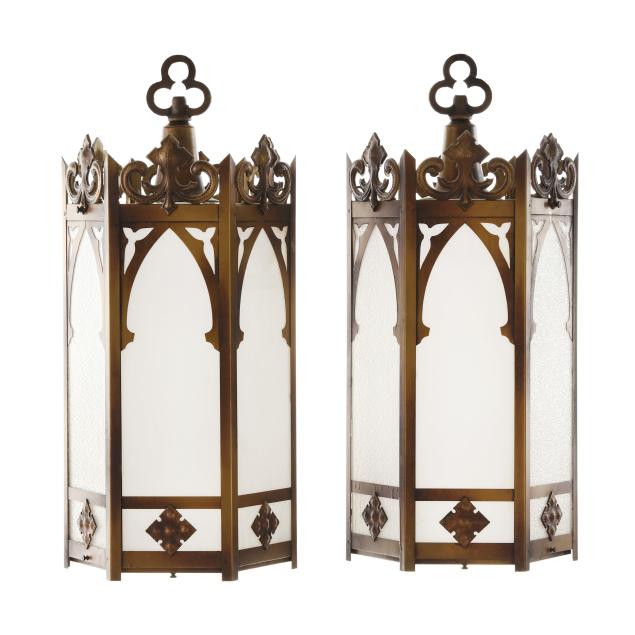 pair-of-vintage-gothic-style-glass-church-lanterns