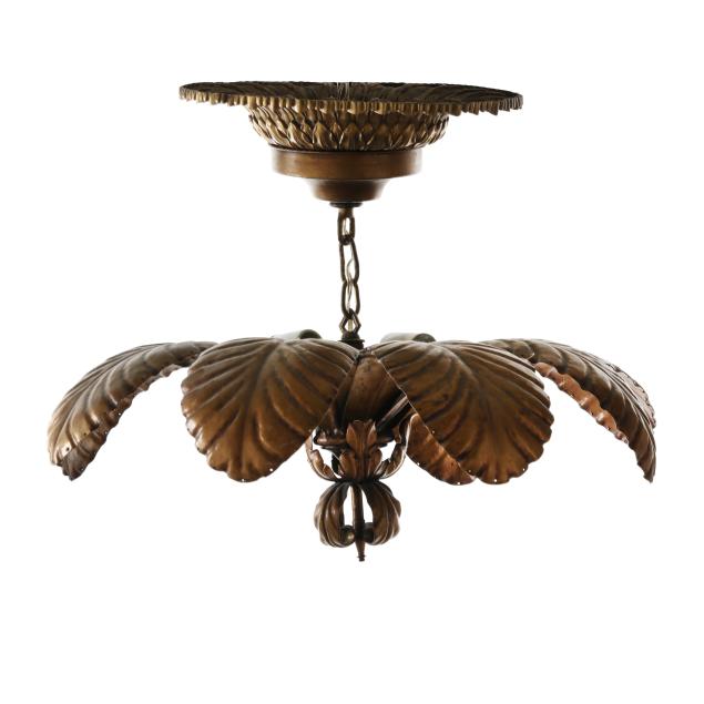 hollywood-regency-gilt-metal-palm-ceiling-light