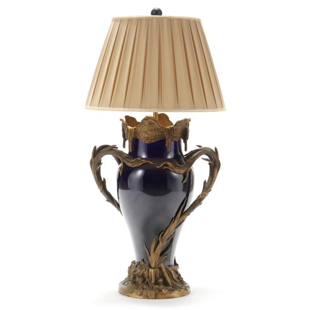 an-exceptional-continental-ormolu-mounted-cobalt-vase-mounted-as-table-lamp