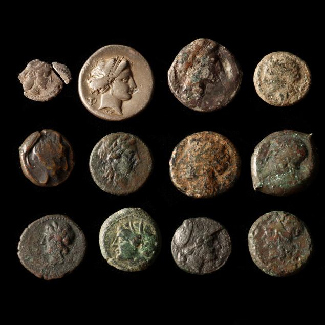 two-2-ancient-coins-from-southern-italy-and-ten-10-from-sicily