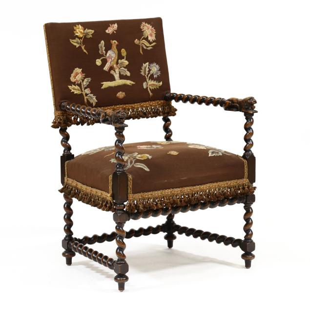 jacobean-revival-carved-walnut-armchair