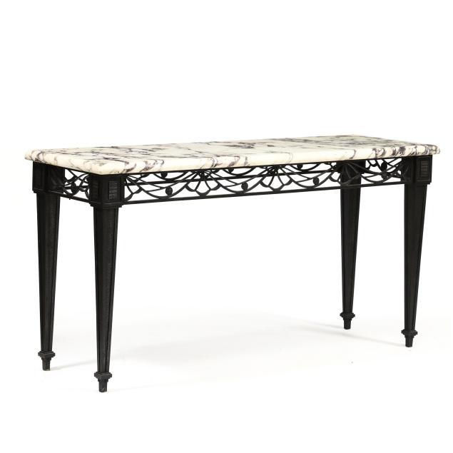 french-art-deco-iron-and-marble-console-table