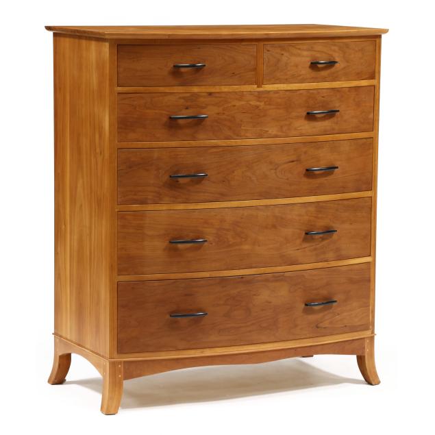 thomas-moser-bow-front-cherry-semi-tall-chest-of-drawers