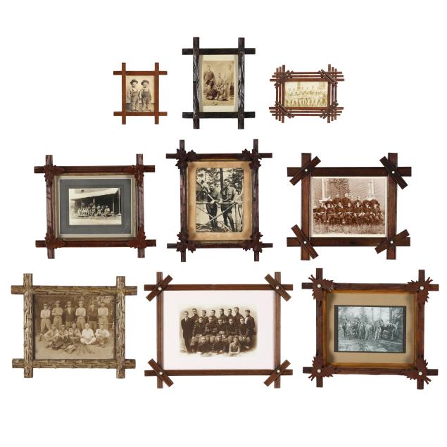 collection-of-vintage-photographs-in-tramp-art-frames