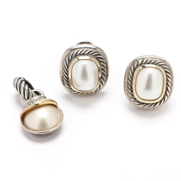 pair-of-sterling-silver-gold-and-mabe-pearl-earrings-and-pendant-david-yurman