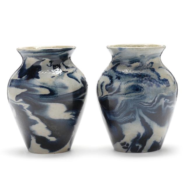 a-well-matched-pair-of-vases-attributed-to-cr-auman-pottery-seagrove-nc-cb-masten-glazier