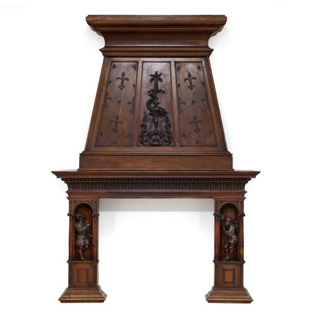 renaissance-revival-carved-walnut-fireplace-surround-with-mansard-hood