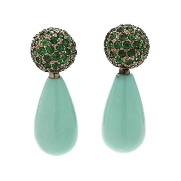 white-gold-and-gem-set-drop-earrings