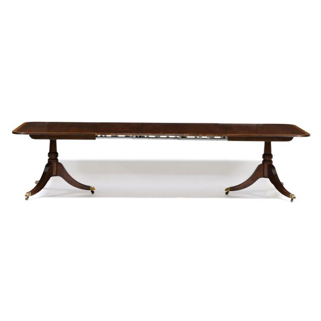 baker-georgian-style-banded-mahogany-double-pedestal-dining-table