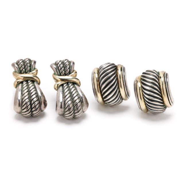 two-pairs-sterling-silver-and-gold-i-cable-i-earrings-david-yurman