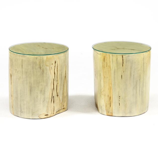 pair-of-faux-petrified-wood-stands