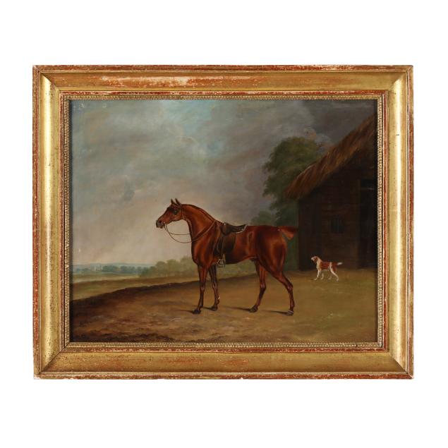 english-school-early-19th-century-a-saddled-bay-hunter