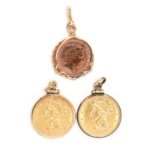 two-gold-coin-pendants-and-a-bermuda-coin-pendant