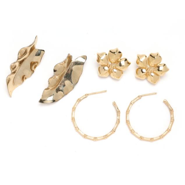 three-pairs-of-gold-earrings