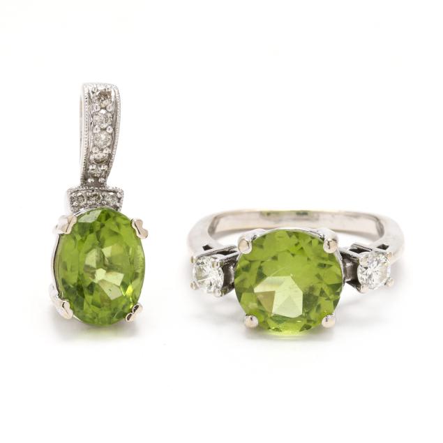 white-gold-peridot-and-diamond-ring-and-pendant