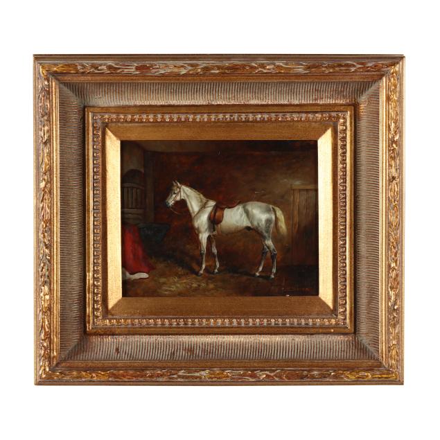 manner-of-thomas-blinks-english-1860-1912-portrait-of-a-white-horse-in-a-stable