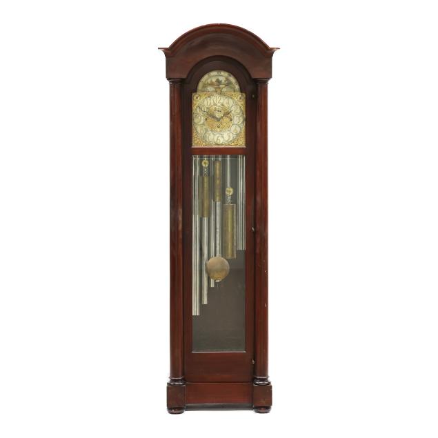 a-musical-nine-tube-mahogany-tall-case-clock-retailed-by-bailey-banks-biddle