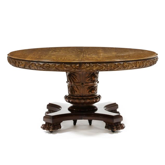 frank-e-rosen-co-carved-oak-pedestal-extending-dining-table