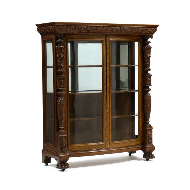 frank-e-rosen-co-carved-oak-bow-front-china-cabinet