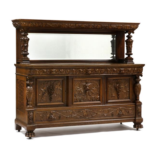 frank-e-rosen-co-carved-oak-mirrored-sideboard