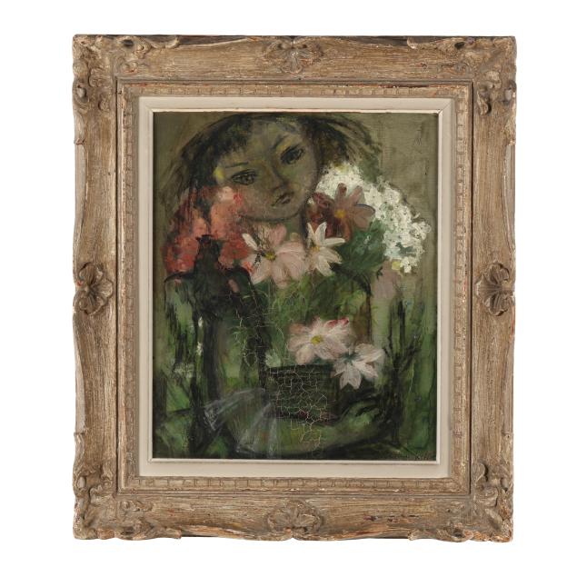 madeline-scellier-french-20th-century-girl-with-flowers