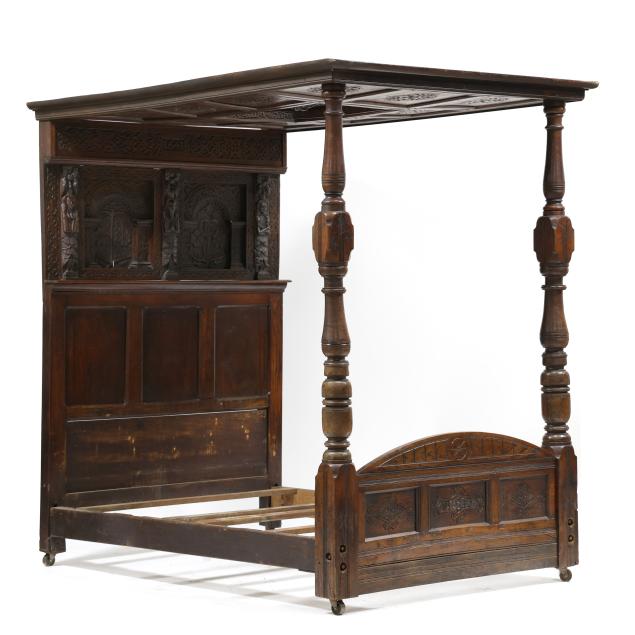 jacobean-dated-carved-walnut-tester-bed