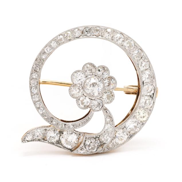 antique-platinum-topped-gold-diamond-wreath-brooch