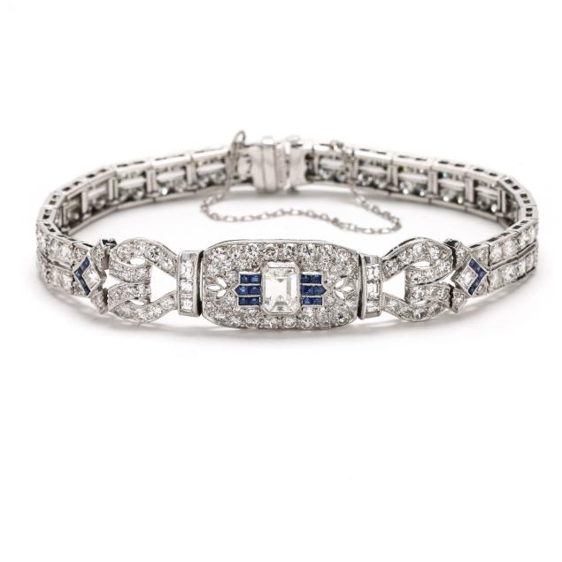 art-deco-platinum-diamond-and-sapphire-bracelet