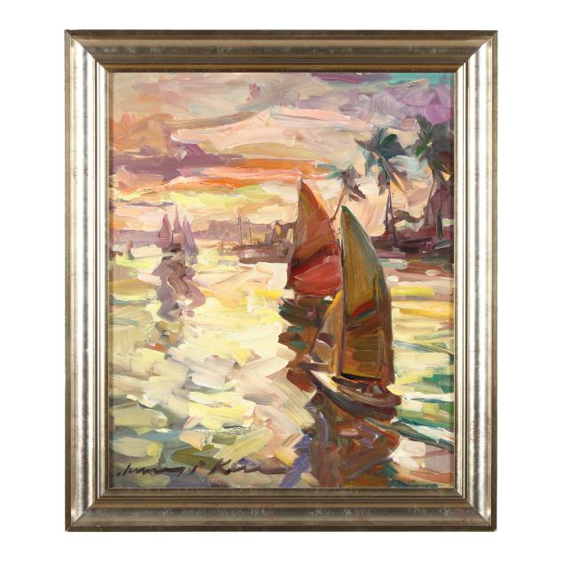 james-p-kerr-american-b-1953-sailboats-at-sunset