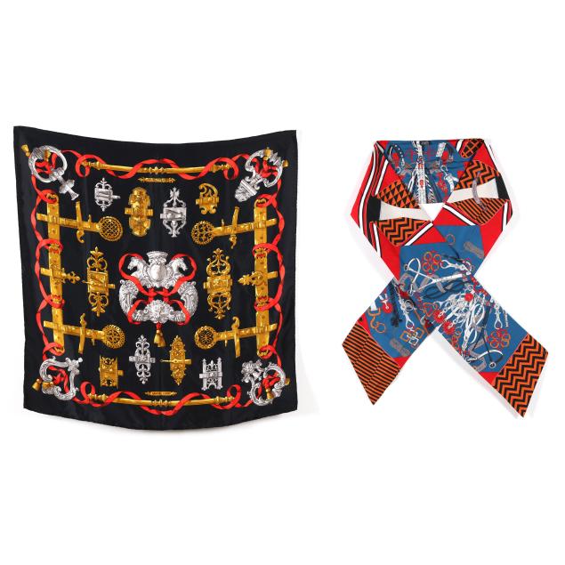 two-hermes-silk-scarves