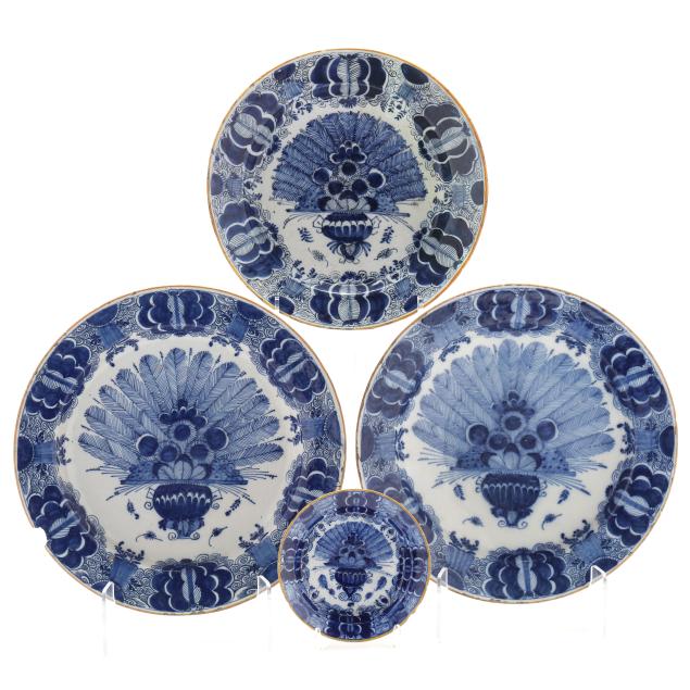 four-dutch-delft-blue-and-white-peacock-feather-pattern-plates