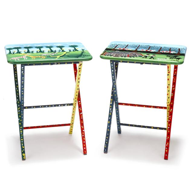 sam-the-dot-man-nc-1926-2018-two-folk-art-folding-tables