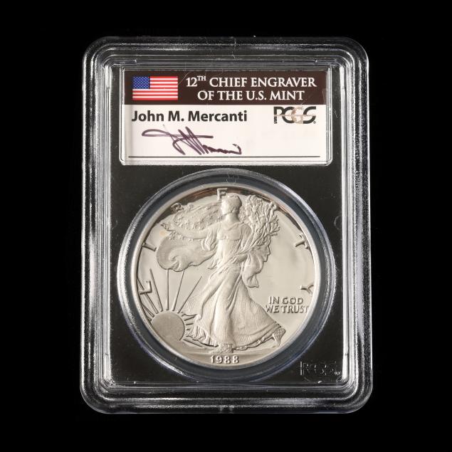 mercanti-signed-1988-s-1-american-silver-eagle-pcgs-pr69dcam