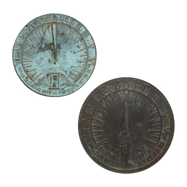 two-vintage-american-bronze-sundials