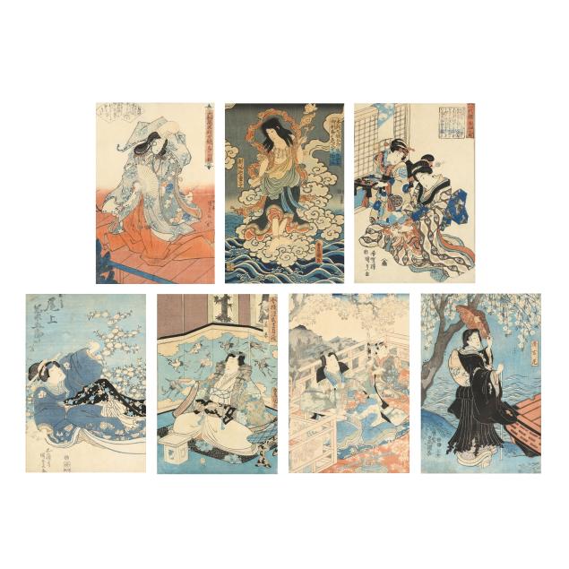 a-selection-of-seven-japanese-edo-period-woodblock-prints