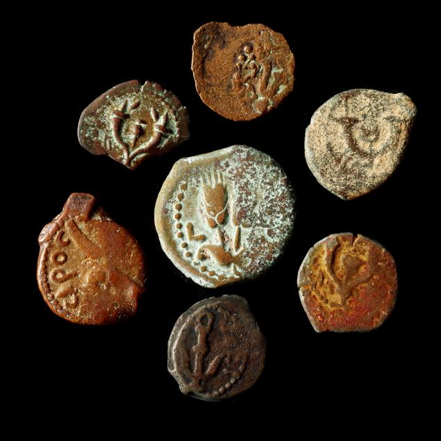 seven-7-small-ancient-jewish-bronze-coins