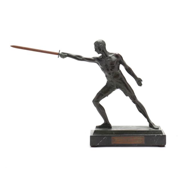 a-patinated-bronze-model-of-fencer-1932-olympic-foil-event