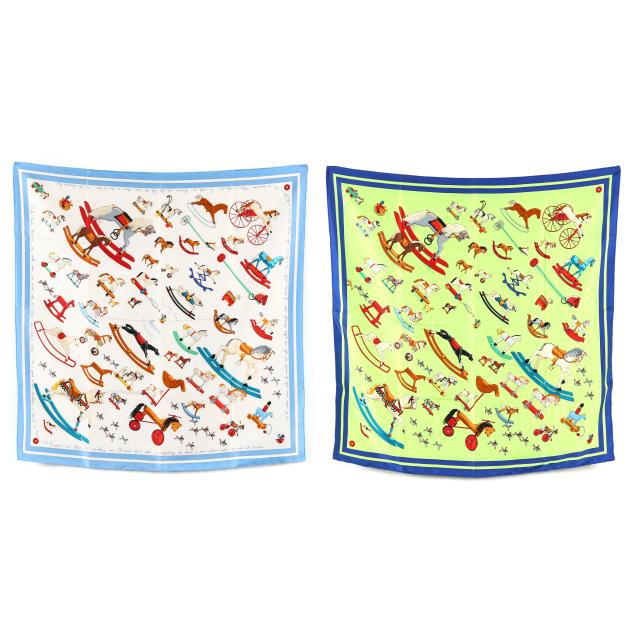 two-hermes-silk-scarves