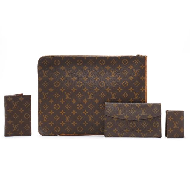 four-small-louis-vuitton-vintage-leather-goods