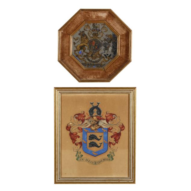 two-english-heraldic-items-featuring-coats-of-arms