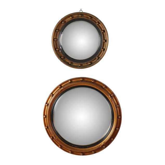 two-vintage-regency-style-convex-bullseye-mirrors